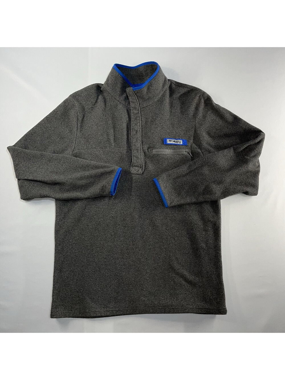 Columbia Jacket Mens Medium Pullover Fleece Gray Half Snap PFG Active Gorpcore